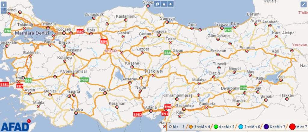 turkiye fay hatti sorgulama ekrani yolcu360
